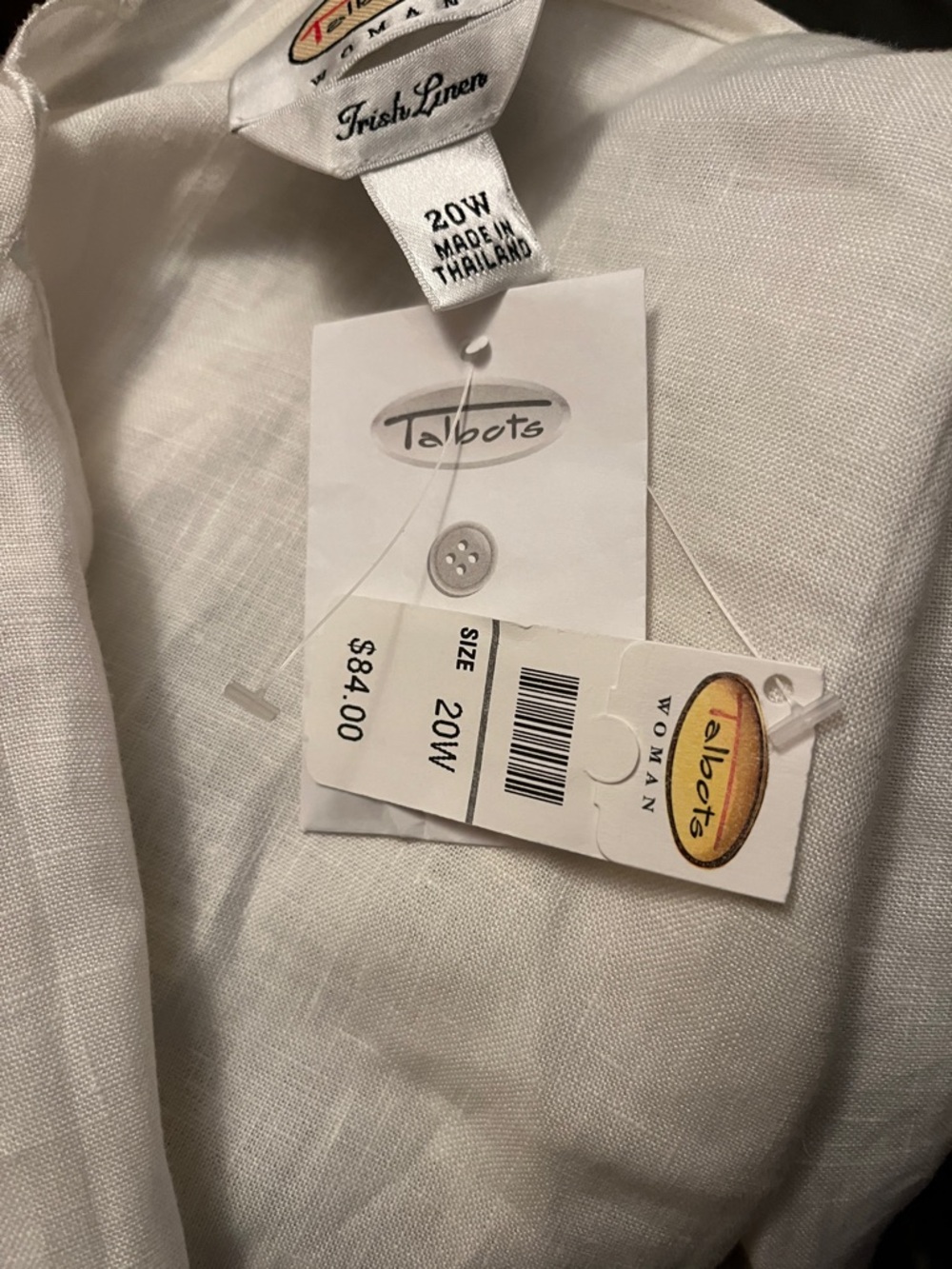Talbots Cream Scalloped Linen Button-Front Shell - Picture 6 of 6